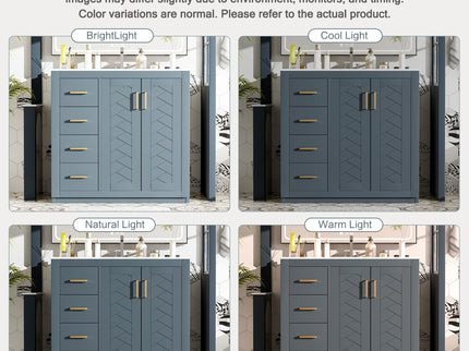 Bathroom Vanity With Sink Combo, Storage Cabinet, Freestanding Set With 3 Drawers & Soft Closing Doors