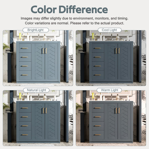 Bathroom Vanity With Sink Combo, Storage Cabinet, Freestanding Set With 3 Drawers & Soft Closing Doors