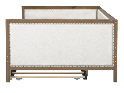 Full Size Daybed With Trundle And Nailhead Decoration - Wood