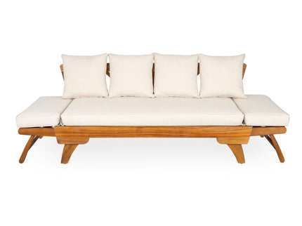 Outdoor Patio Daybed Sofa, 3 Seat Sofa With Foldable Arm 4 Back Pillows