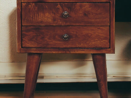 Mini Modern Bedside Table - Chestnut