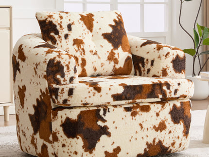 Modern Swivel Barrel Chair With Dual-Layer Cushion