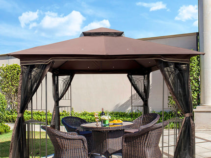 Patio Gazebo Tent With Ventilated Double Roof And Mosquito Net