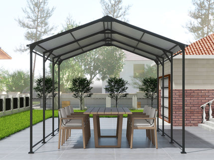 Metal Carport 10 5Ft Heavy Duty With Galvanized Steel Roof Metal Garage Canopy With Galvanized Steel Roof & Frame Car Tent Outdoor Storage Shed - Gray