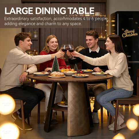 Round Dining Table - Reddish Brown / Walnut