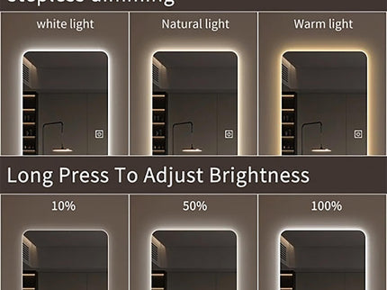 Wall Mounted Full Body Mirror With Dimming Lights Glass - Silver