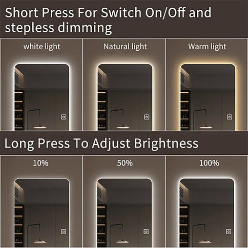 Wall Mounted Full Body Mirror With Dimming Lights Glass - Silver