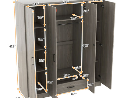 4 Door Wardrobe With 1 Drawer