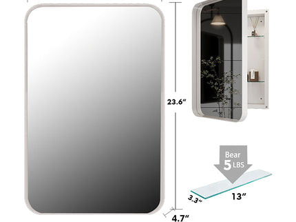 Recessed Metal Framed Medicine Cabinet With Mirror And Adjustable Shelves Wall Mirror With Storage For Bathroom