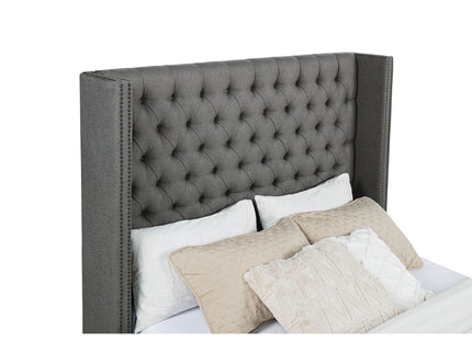 Lendra - Upholstered Wingback Bed With Tufted Headboard