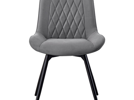 Vellux - 5 Piece Round Dining Table Set With Concrete Top Upholstered Chairs - Gunmetal