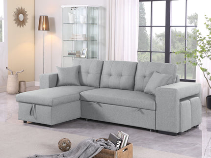 Daniel - Upholstered Reversible Sectional With Pull Out Loveseat - Light Gray