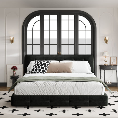 Tufted Headboard With Extra-Large Ultra-Soft Cloud Pillow Design