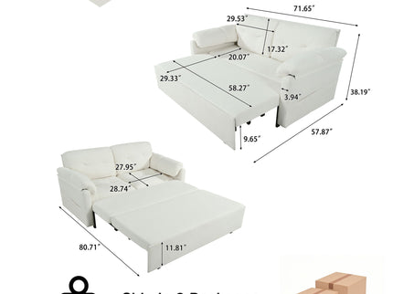 Convertible Pull Out Sofa Bed Queen Size, 3 In 1 With Side Storage