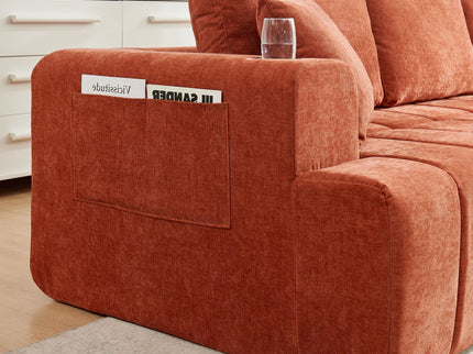 L - Shaped Sectional Sofa With Cup Holders & Side Pockets