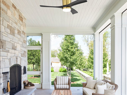 42" Ceiling Fan With Dimmable LED Light, DC Reversible Motor, 6 Speed Adjustable For Living Room - Gold / Black