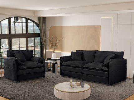 Modern Upholstered Loveseat And Armchair Set With Pillows