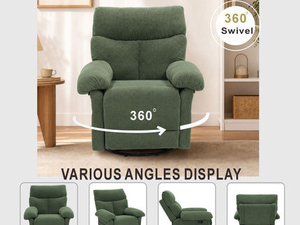 Swivel Rocker Recliner Chair With Manual Recline For Living Room