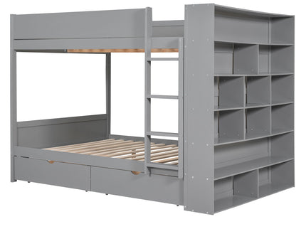 Bunk Bed With 2 Drawers And Multi Layer Cabinet