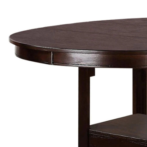 Round Counter Height Dining Table Only With Shelves - Brown Mix