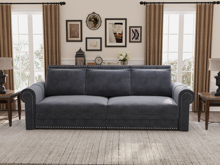 3 In 1 Convertible Sleeper Sofa With Nailhead Trim & Rolled Arm