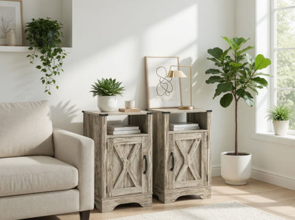 Farmhouse Nightstand, Charging Station & Storage