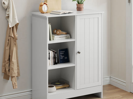 Classic Freestanding Bathroom And Kitchen Storage Cabinet With Adjustable Shelves - White