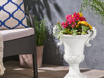 Roman Style Garden Urn Planter - Antique White