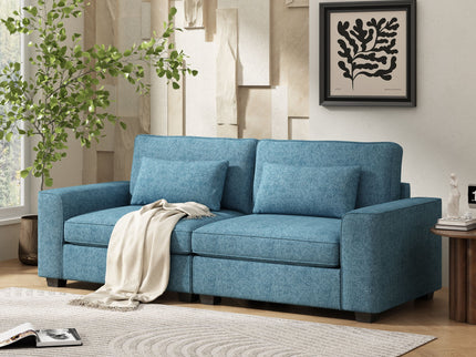 Modern Fabric Sofa With Cushions, Sleek Arm Design