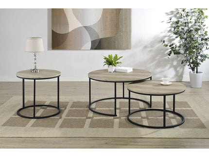 Arrize - 2 Piece Round Nesting Coffee Table Set - Pine Wood