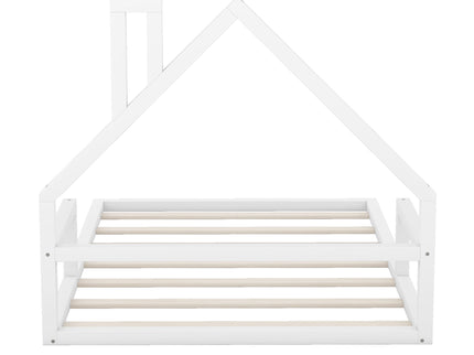 Elegant Floor Bed With House Shaped Headboard