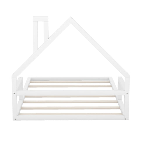 Elegant Floor Bed With House Shaped Headboard