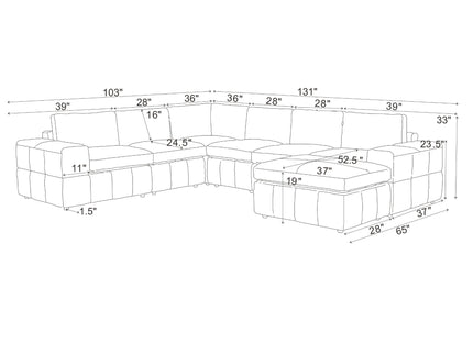 Large Square Arms Modular Sectional