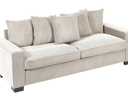 Luxe Sofa With 5 Matching Toss Pillows, Sleek Design, Spacious And Comfortable 3 Seater Couch