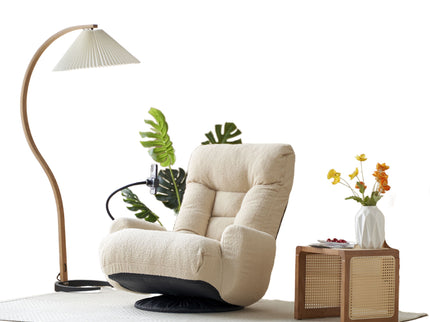 Adjustable Swivel Lounge Chair With 360 Degree Rotating Seat And Headrest Support