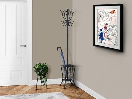 Coat Rack, Hall Tree, Free Standing, 8 Hooks, Entryway, Umbrella Holder, Transitional - Black