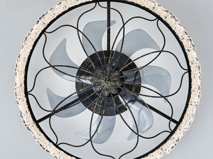 21" Caged Ceiling Fan With Remote Controlled Acrylic LED Lights - Antique Black