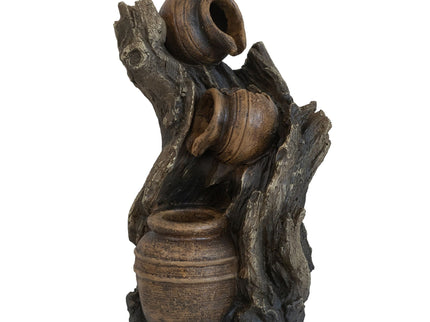 Decorative 3 Tier Water Fountain With Pot Design - Brown
