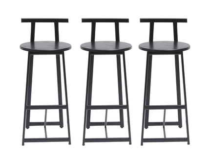 Modern Bar Stools With Backrest For Kitchen (Set of 3)