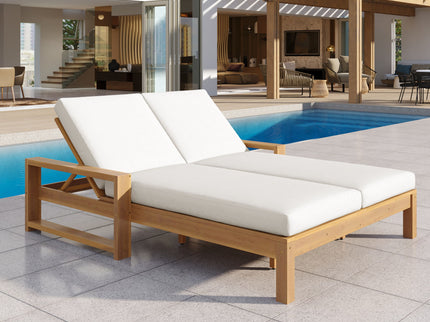 Outdoor Double Lounge Chair With 5 Position Adjustable Backrest