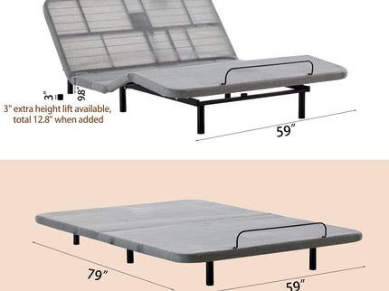 Caron 4.0 - Queen Size Adjustable Bed Frame With Wireless Remote Control, Head And Foot Incline, Massage Function - Black / Gray