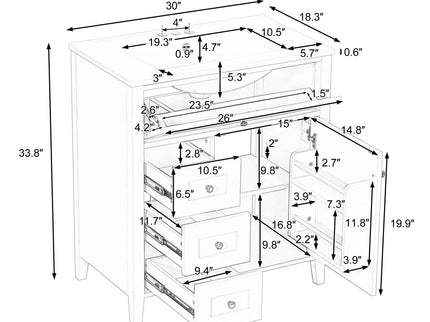 Bathroom Vanity With Sink, 3 Drawers And Adjustable Shelf, Freestanding Storage Unit