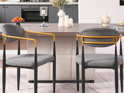 Modern Upholstered Dining Chair With Accented Armrests (Set of 2)