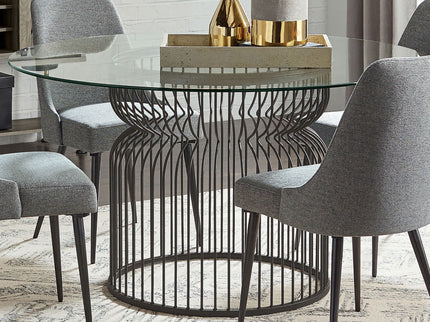Round Dining Table Industrial Dining Table With Open Cage Base - Gunmetal