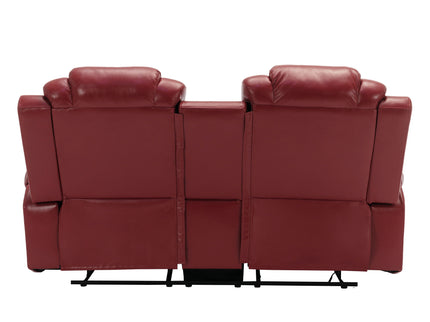 Home Theater Seating Manual Recliner Loveseat With Hide-Away Storage, Cup Holders And Led Light Strip For Living Room