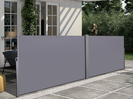 Retractable Side Awning, Waterproof & UV-Resistant, Privacy Screen Divider Roll Up Balcony - Gray