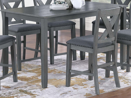 7 Piece Dining Room Furniture, Counter Height Table And 6 Chairs Set - Gray