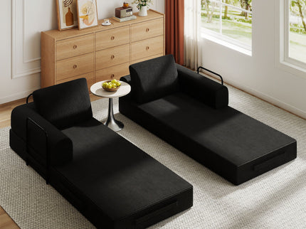 Convertible Sleeper Sofa Bed With Cylindrical Pillow, Fixed Shape Frame