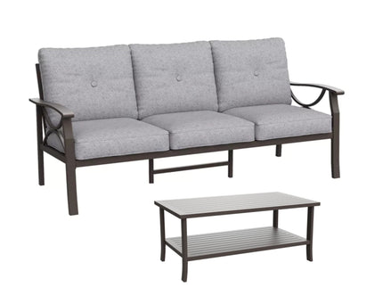 Patio Furniture Set, Coffee Table And Cushions For Backyard
