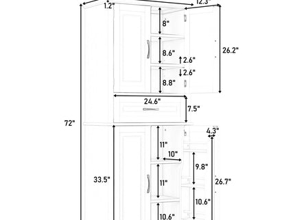 Bathroom Storage Cabinet With Multifunctional Storage Space, Drawer With Slide Rails, Adjustable Shelf